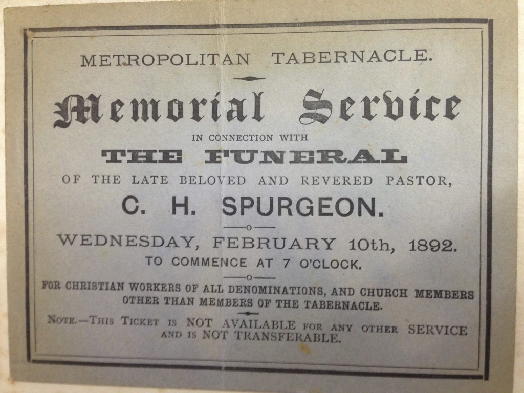 Charles Hadden Spurgeon’s Funeral notice Introducing Dr. F. W